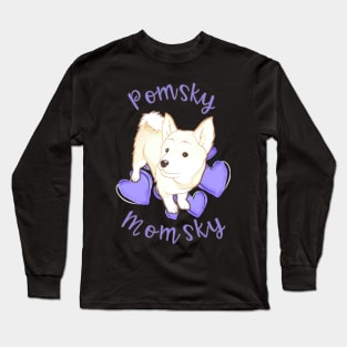 Pomsky Momsky White Haired Pomsky Mom Long Sleeve T-Shirt